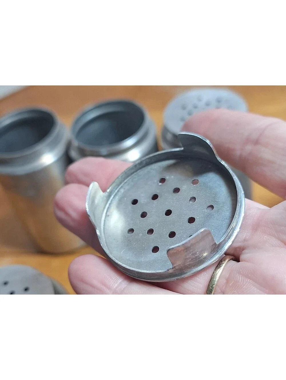 Kromex Aluminum Spice Jar Set of 8 Silver Shakers & Black Lids 3.75